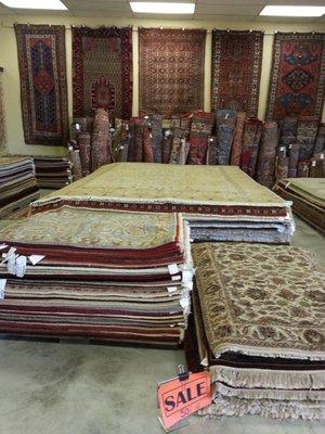 Just a few of the many, many rugs in the shop