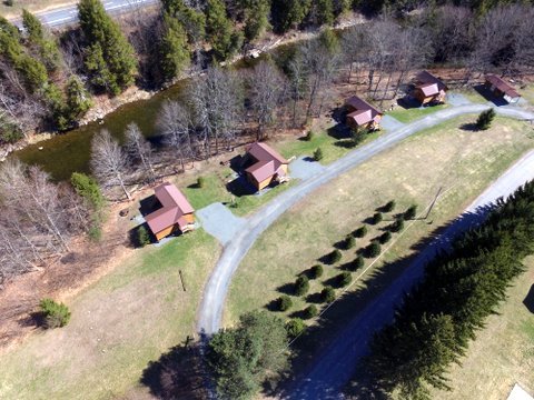 Drone shot of cabins