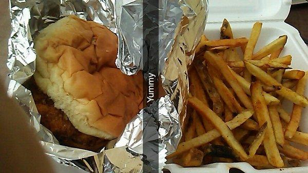 Fried chicken sandwich and fries