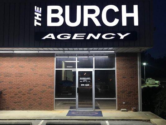 The Burch Agency at night