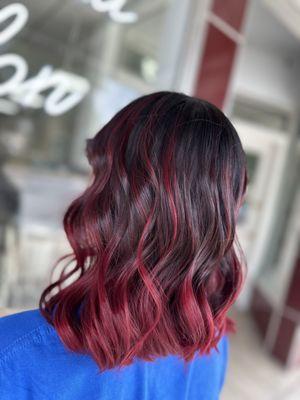 Vibrant RED balayage