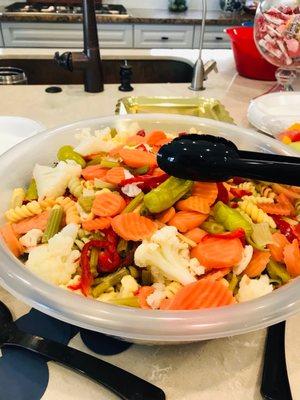 Pasta salad with pickled veggies