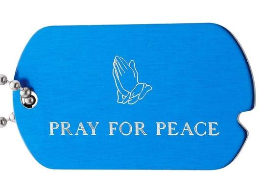 Colored Aluminum Pray for Peace Dog Tag