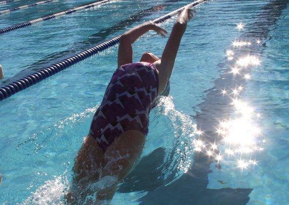 Sparkling backstroke.