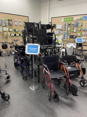 Transport chairs and Wheelchairs with all size options as well as open box discounted items