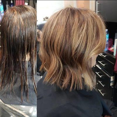 Bob with caramel highlights