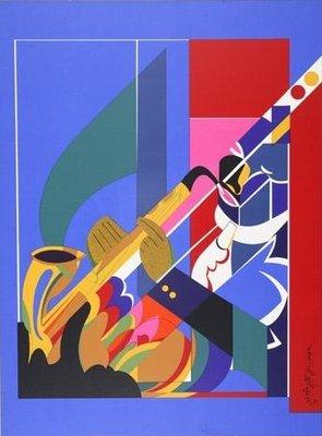 Romare Bearden, Alto Sax, Silkscreen, 22" x 16", 1982