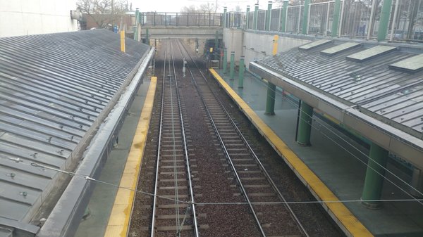 Looking down at Revere Beach station