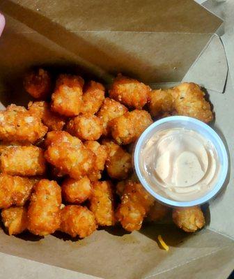 Tartar tots and sauce.