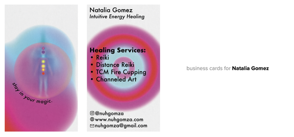 Business Cards for Natalia Gomez.