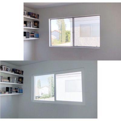 Bedroom window- Top: Before & Bottom: After