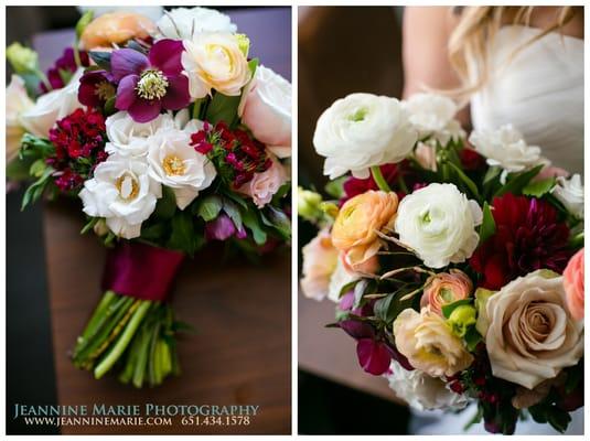 Bridal bouquet designed by Studio Fleurette
 http://www.jeanninemarie.com/