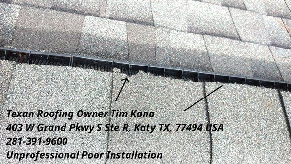 Texan Roofing poor installation not worth their high costs