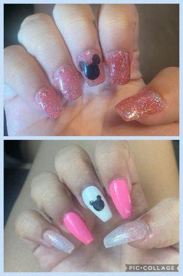 Top photo is what she got at Happy Nails. Bottom is next day getting actual professionally done nails elsewhere.