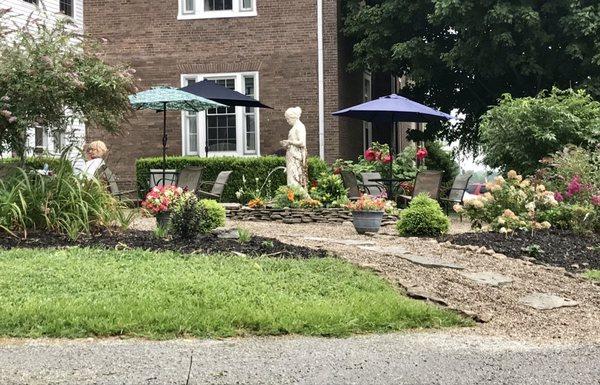 Court yard with tables in garden