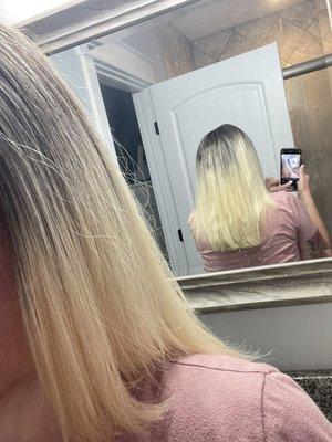 Uneven haircut, un blended layers