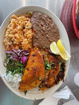 Birria tacos. Look good but tastes, "meh"