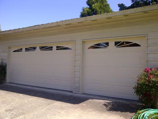 Danville, CA  Conversion to sectional garage doors Amarr Stratford 3000 16x7 and 8x7 After