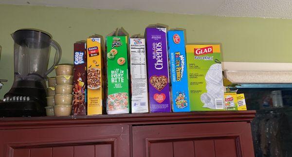 Cereals organized temporarily