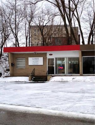 The outside of the building, located right by Elyria police station