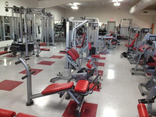 A quiet gym floor -- a rare sight.