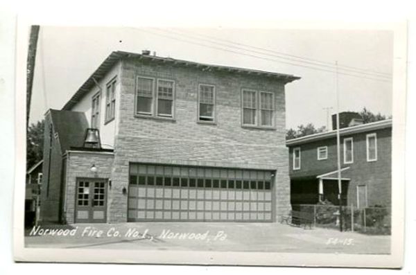 Norwood, PA Postcard - Fire House - 1940's - Delaware County