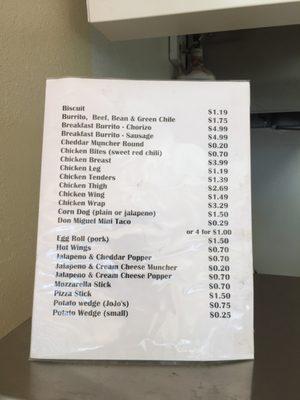 Limited menu