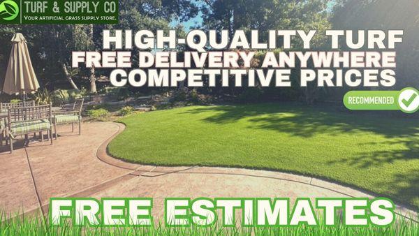 We offer free delivery even you don't install your turf with us !  
We also offer free estimates