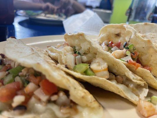 Shrimp and octopus tacos!