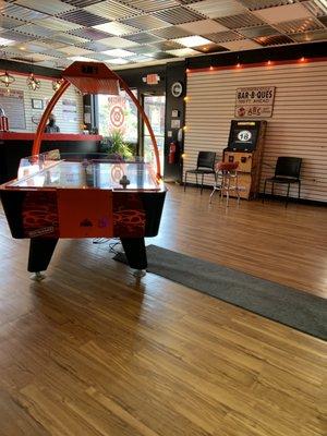 Air hockey in the lobby