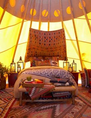 Inside your luxurious tepee at Mustang Monument