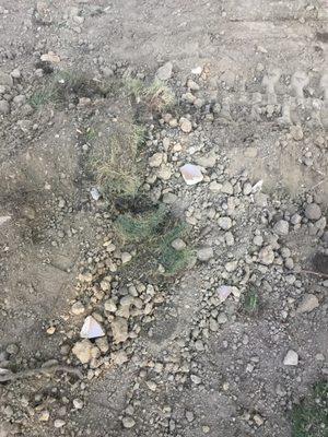 Rocks and debris including chucks of old sewer line