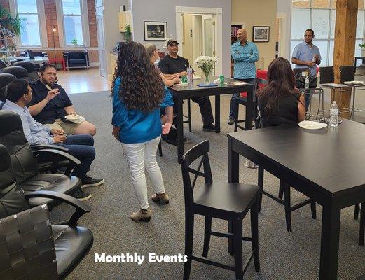 Monthly events, for members and noon-members, freelances, small businesses, and those that want to network.