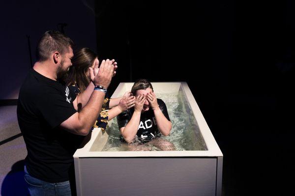 Friend being baptized