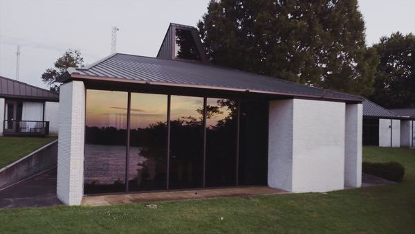 The Church of the River, windows overlooking the Mississippi River