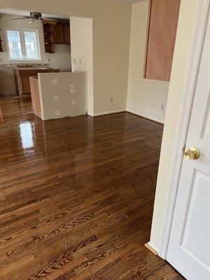 Refinished wood floors.