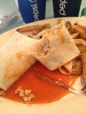 nasty "buffalo chicken wrap"....what seemed like canned chicken and a gallon of hot sauce. Nothing else.