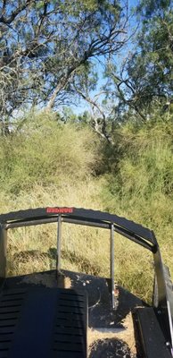 Clearing a road for a customer.