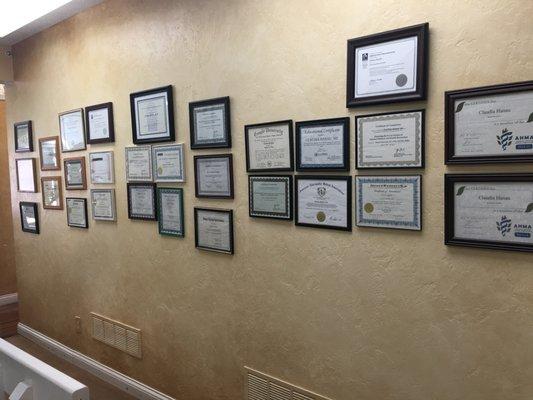 Wall of Certificates