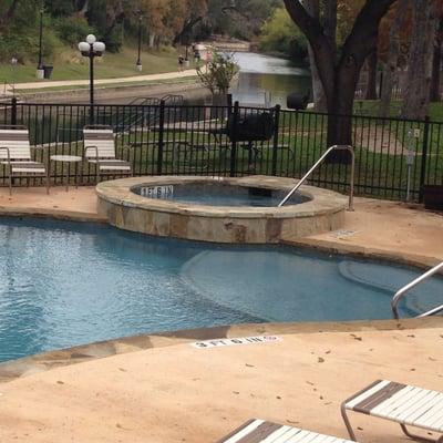 New pool and hot tub at River Run Condos 500 N Market New Braunfels TX ask for condo 308.