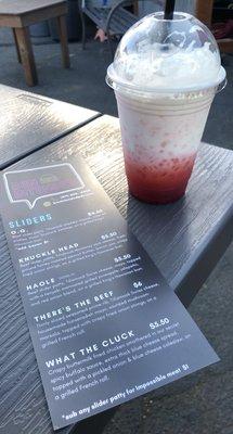 Italian soda and menu