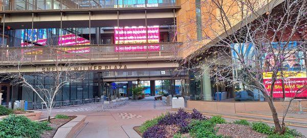 Plaza entrance on corner of Taylor and 1st