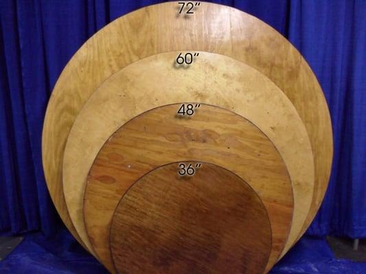 Round table tops. High top tables.