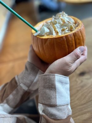 Pumpkin Spiced Latte in a pumpkin!!!!  This was for a special Halloween event