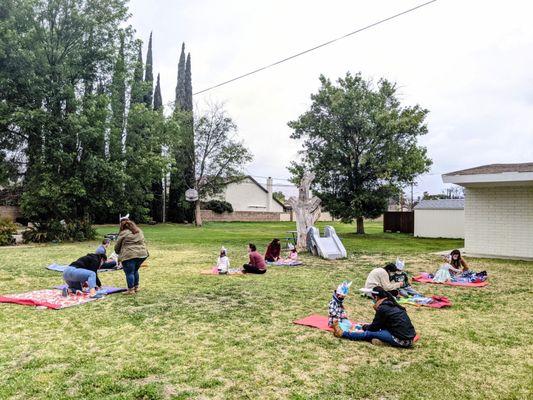 This was during Easter 2021. The children had an Easter egg hunt!!