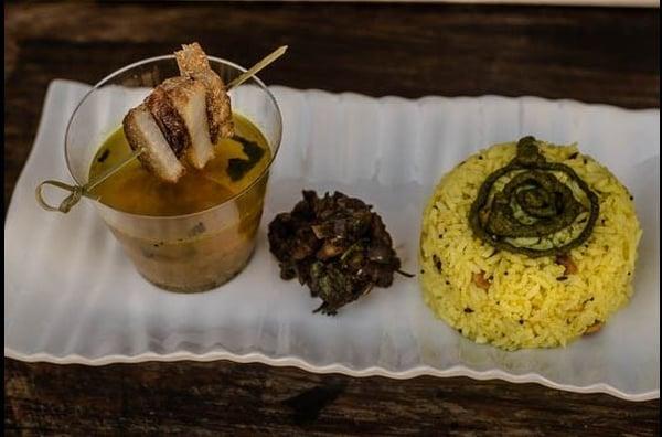 Lemon-Jeera Pilaf with Chicken Thokku and Rasam Shooters