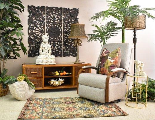 Tailor your home with eclectic world influence, and a sophisticated recliner.