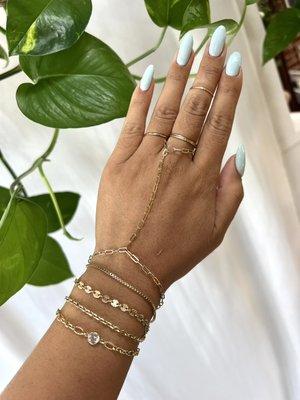 Hand chain and bracelet stack