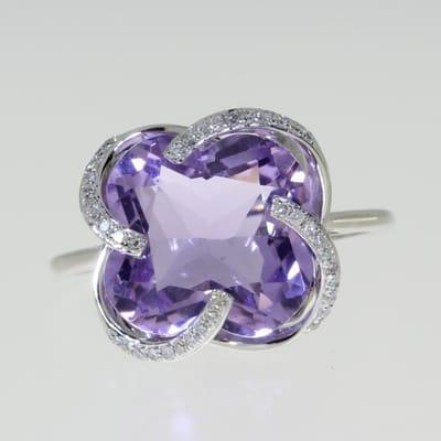 Amethyst and Diamonds in 14K