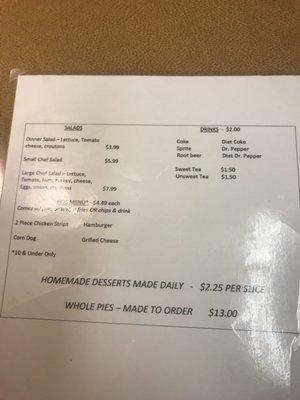 Menu December 29, 2017